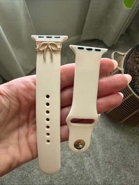 Silicone Watch Band with Gold Bow Connector - Cream